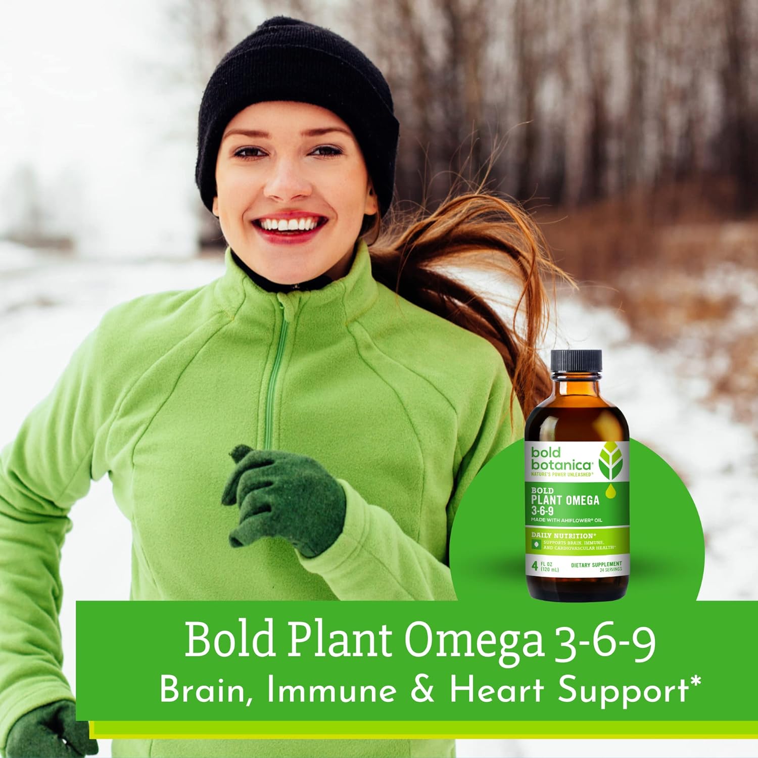 Bold Botanica Plant Omega 3-6-9, with Ahiflower Oil, Vegan Omega 3, Co