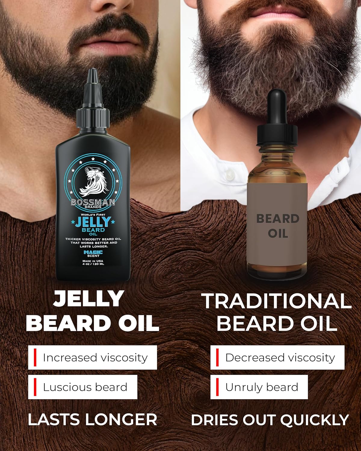 Bossman Jelly Beard Oil For Men (4 Oz, Magic Scent) – Softens, Moisturizes & Conditions With Natural Ingredients : Beauty & Personal Care