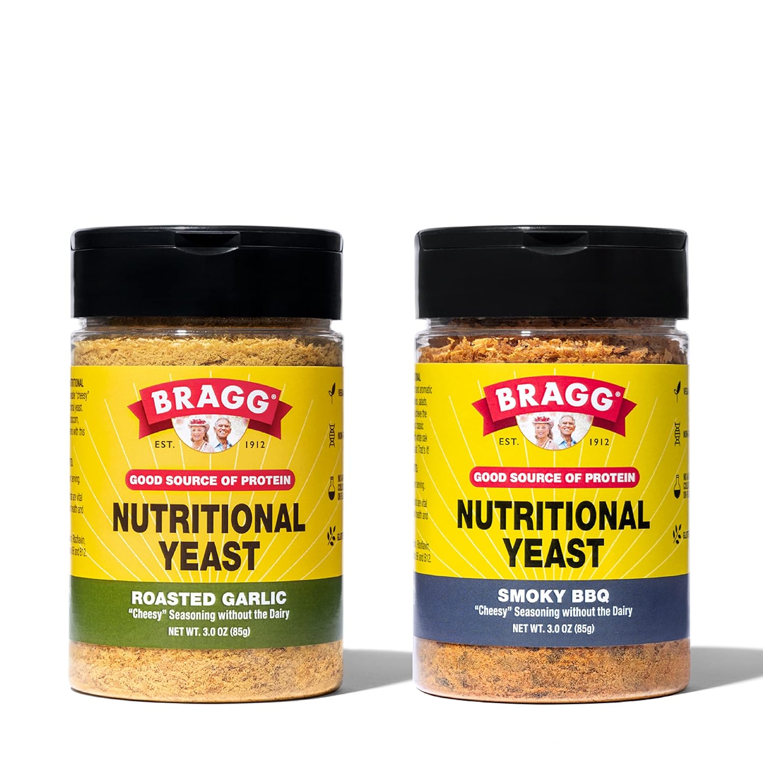 Bragg Premium Nutritional Yeast Seasoning - Vegan, Gluten Free – Good Source Of Protein & Vitamins – Nutritious Savory Parmesan Cheese Substitute (Variety, 3.0 Ounce (Pack Of 2))