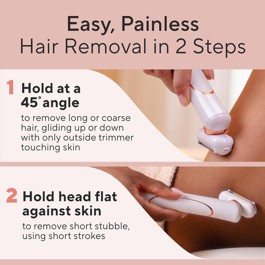 Finishing Touch Flawless Legs, Electric Razor For Women, Pivoting Head Leg Hair Remover With Led Light For Instant And Painless Leg Hair Removal