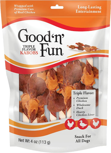 Good'N'Fun Triple Flavor Kabobs 4 Ounces, Snack For All Dogs