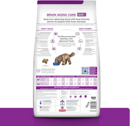 Hill'S Prescription Diet B/D Brain Aging Care Chicken Flavor Dry Dog Food, Veterinary Diet, 17.6 Lb. Bag