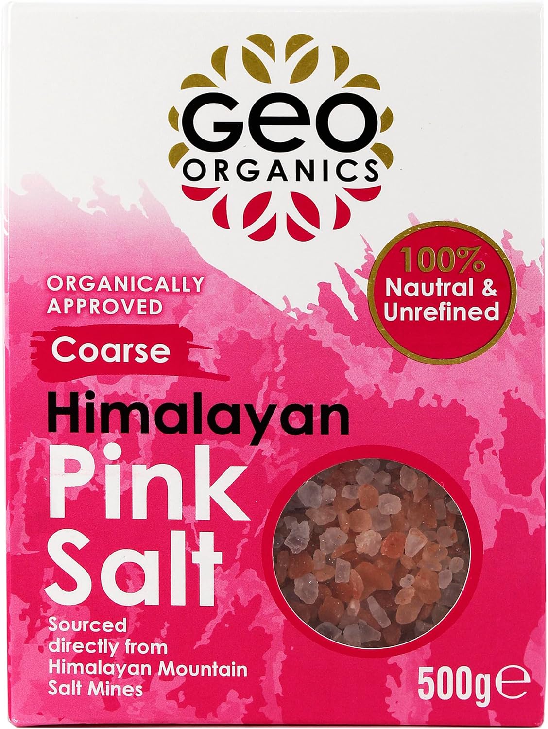 Geo Organics Pure Himalayan Pink Salt Crystals 500g (Pack of 6) | 100% Natural Salt & Unrefined | Harvested Using Sustainable & Eco-Friendly Practices - Contains 84 Minerals (Coarse Pink Salt) : Amazon.co.uk: Grocery
