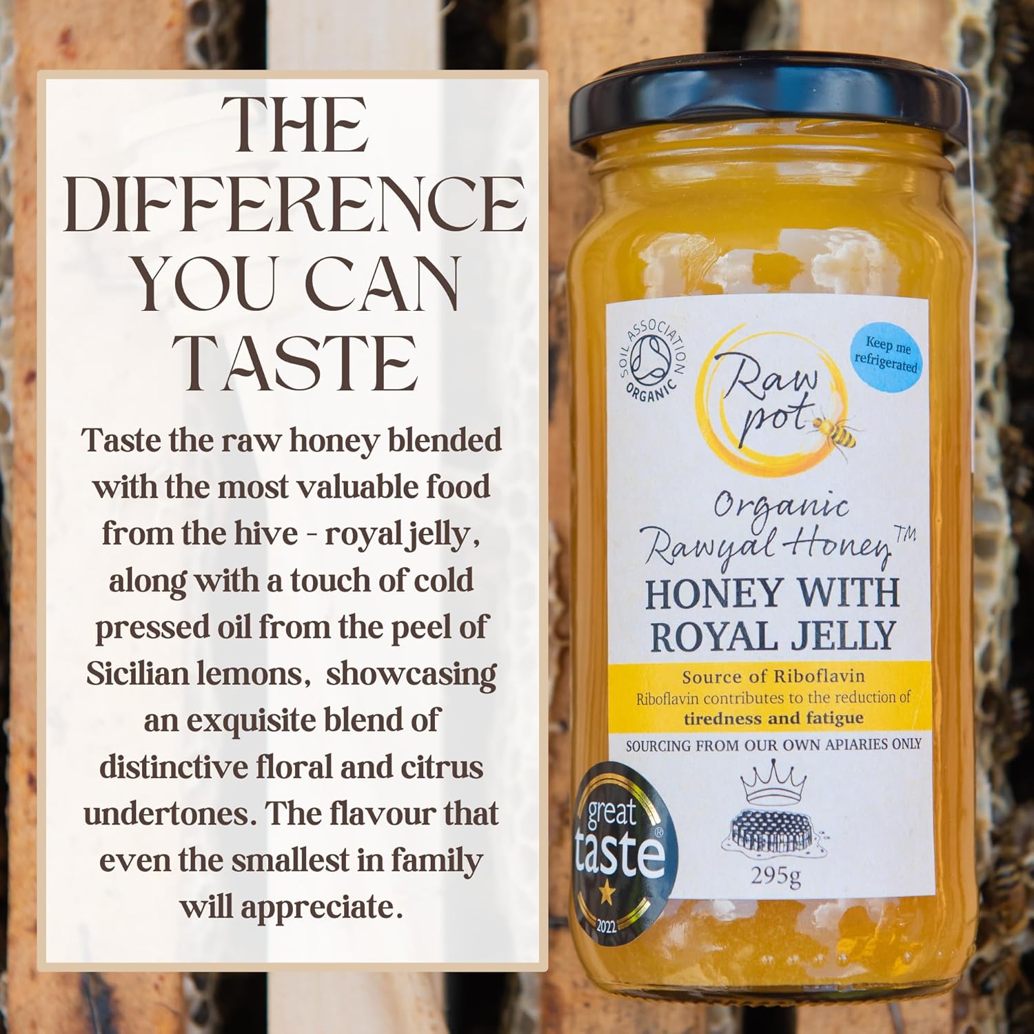 Raw Pot - Organic Raw Honey – Natural Unpasteurised Pure Honey Rich In Antioxidants, Vitamins & Minerals, Probiotics For Digestive Health, Immunity, Energy Support | External Use For Skin Care (350G)