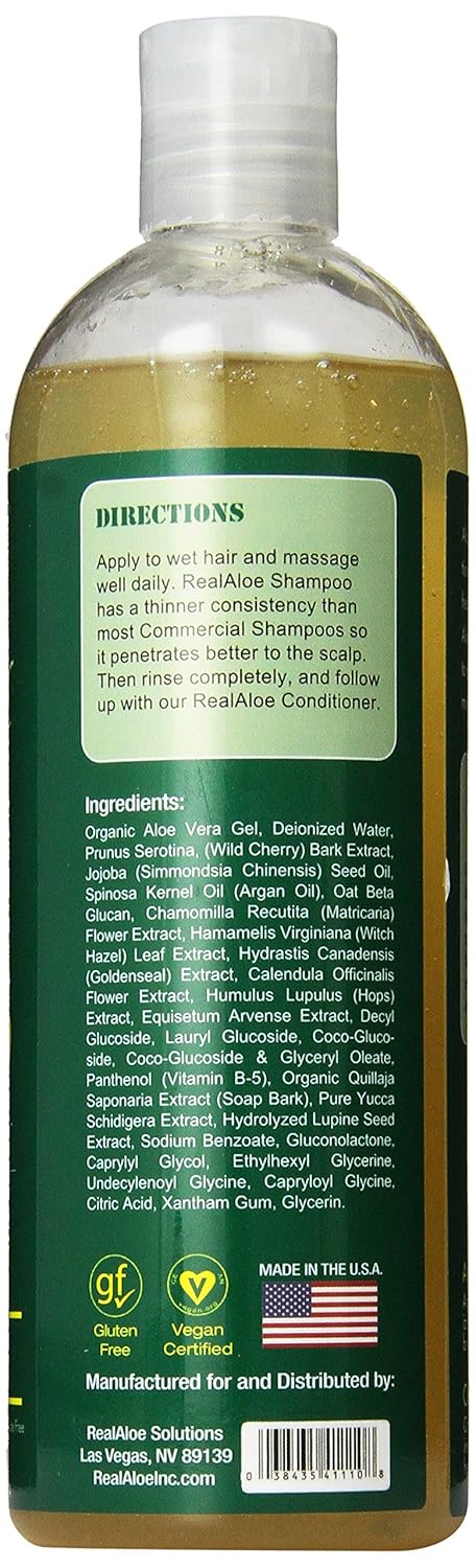 Real Aloe Aloe Vera Hair Shampoo With Argan Oil & Oat Beta, 16 Oz