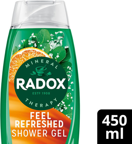 Radox Mineral Therapy Feel Refreshed Shower Gel Body Wash With A Eucalyptus & Citrus Oil Fragrance For A Refreshing Experience 450 Ml