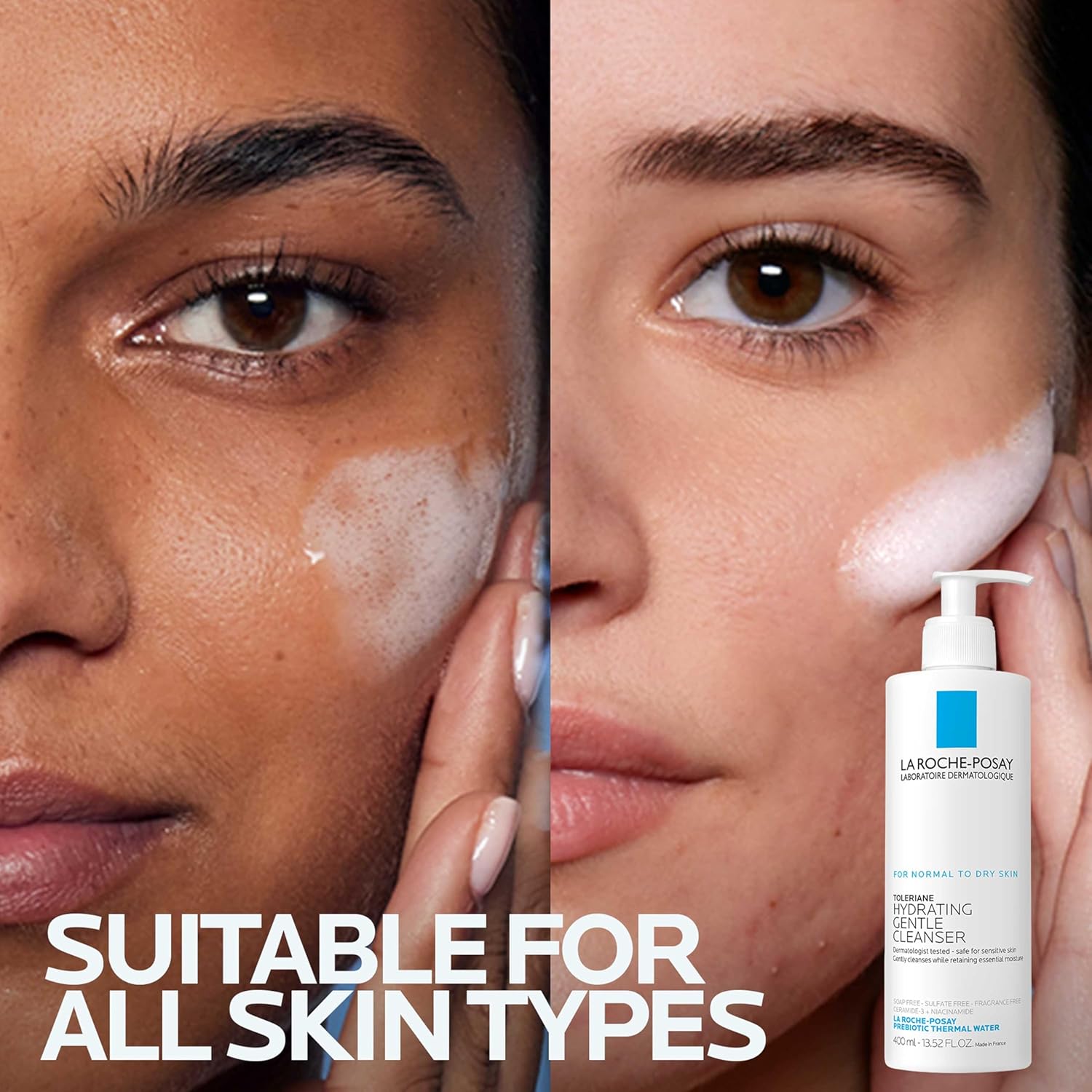 La Roche-Posay Toleraine Skin Care Set, Double Repair Face Moisturizer 40Ml & Hydrating Gentle Cleanser 400Ml, Oil Free Moisturizer & Face Wash, Formulated With Niacinamide : Beauty & Personal Care