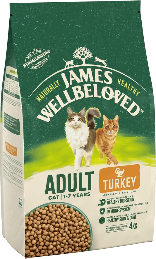 James Wellbeloved Adult Turkey 4 kg Bag, Hypoallergenic Dry Cat Food?03JW7