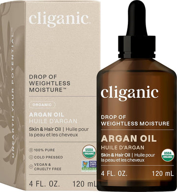 Cliganic Organic Argan Oil 8Oz With Pump, 100% Pure - For Hair, Face & Skin (Packaging May Vary)