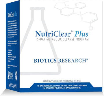 Biotics Research Nutriclear Plus Detox Program, Convenient. Single Pack Serving. Easy To Follow Metabolic Cleanse Program. 17 Grams Organic Pea Protein/Serving, 30 Packs. Shaker Bottle