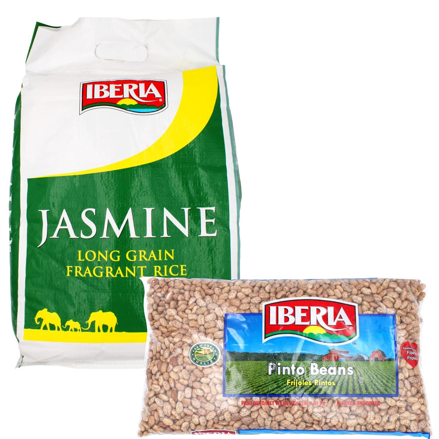 Iberia Jasmine Long Grain Fragrant Rice, 18 lb. + Ibeia Dry Pinto Beans, 4 lb. : Everything Else