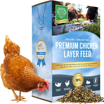 Small Pet Select Chicken Layer Feed Pellets | 18% Protein Level | Corn-Free, Soy-Free, Non-Gmo | All Natural Us Locally Sourced Ingredients | 20Lb