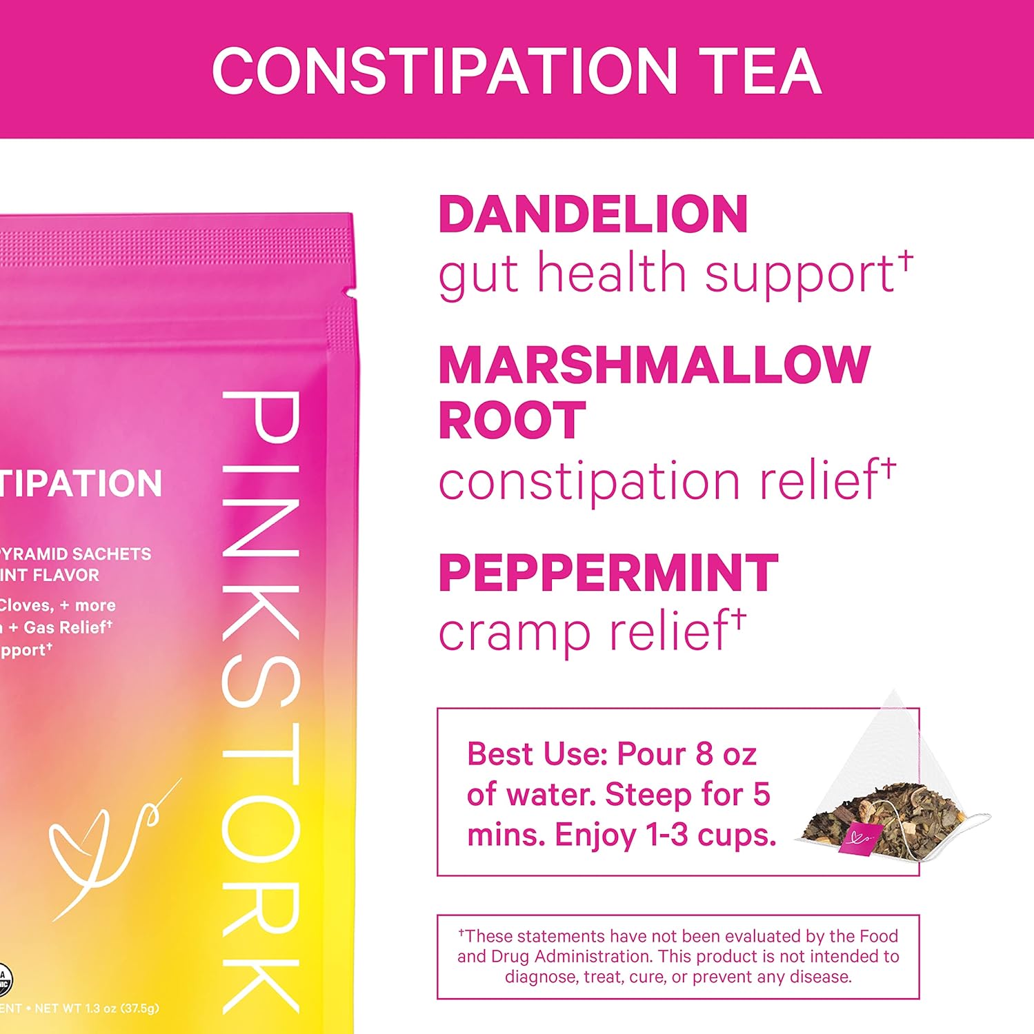 Pink Stork Gotta Go Bundle: Constipation Relief Tea + Fiber Gummies, Prebiotics, Gentle Laxative Tea, Stool Softener, Indigestion Relief, Gut Health, Digestive Support, Weight Loss, Women-Owned : Grocery & Gourmet Food