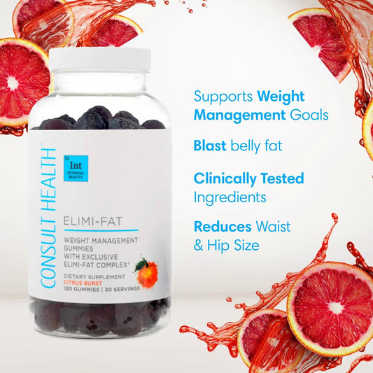 Consult Health Elimi-Fat Weight Management Gummies - Morosil & Apple Cider Vinegar For Digestive Health - Non-Caffeine Plant-Based Supplement - Supports Weight Loss, Bmi & Waist Reduction - 120 Count