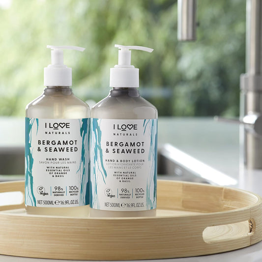 I Love Naturals Bergamot & Seaweed Hand & Body Lotion, Essential Oils Of Orange & Basil, Crafted With Ingredients Such As Shea Butter, 500Ml