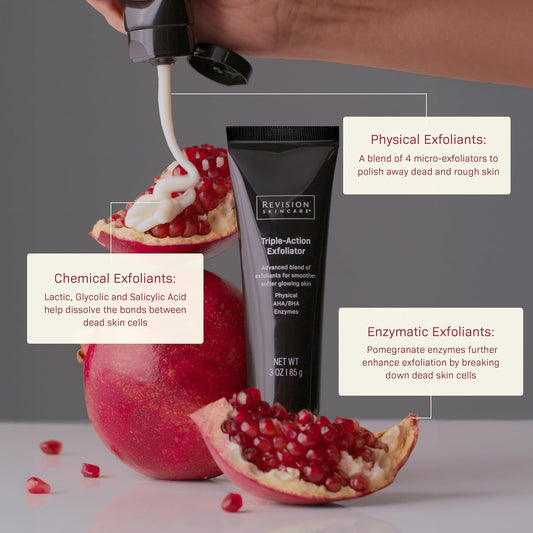 Revision Skincare Triple-Action Exfoliator, Clinical Face Exfoliator With Physical, Chemical And Enzymatic Exfoliation, Aha, Bha And Salicylic Acid To Polish Skin And Improve Texture