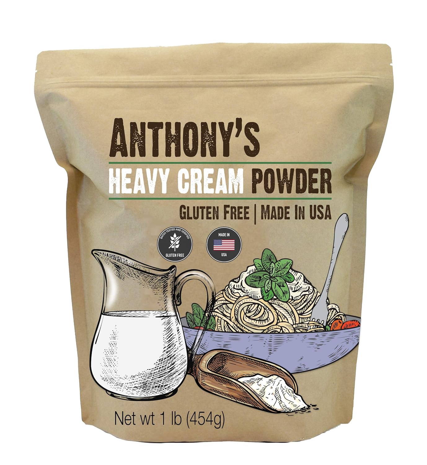 Anthony'S Heavy Cream Powder, 1 Lb, Gluten Free, Non-Gmo, Keto Friendly, Product Of Usa