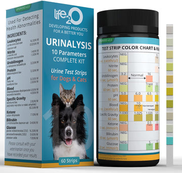 10-Parameter Cat & Dog Urine Test Strips 60ct, Cat & Dog UTI Test Kit, Diabetes Testing for Diabetic Pets, Urinalysis Reagent Strips: Glucose, Specific Gravity, pH, Ketone, Protein & More