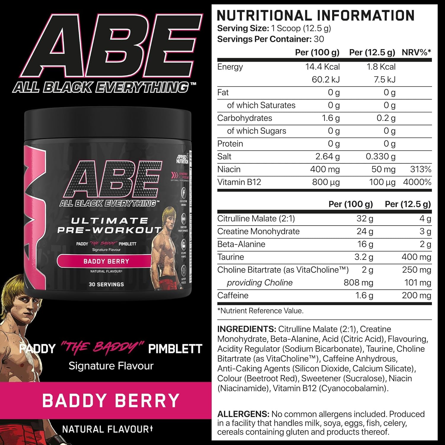 Applied Nutrition Bundle ABE Pre Workout 375g + 750ml Steel Protein Shaker | All Black Everything Pre Workout Powder, Energy & Physical Performance With Creatine, Beta Alanine (Bubblegum Crush) : Amazon.co.uk: Musical Instruments & DJ