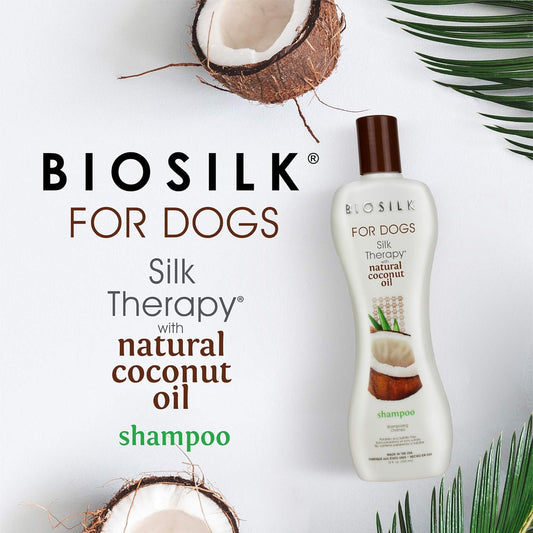 BioSilk for Dogs Silk Therapy Shampoo With Natural Coconut Oil | Coconut Dog Shampoo, Sulfate and Paraben Free Natural Shampoo for Dogs, 12 Fl Oz - 6 Pack | Made in the USA