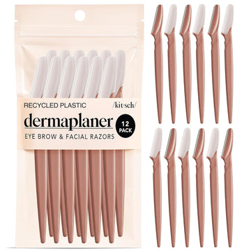 Kitsch Dermaplane Razor For Women Face - Face Razors For Women And Men - Eyebrow Trimmer, Shaver, Recycled Plastic Dermaplaning And Skin Care Tool - Terracotta, 12 Pcs