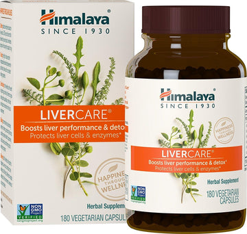 Himalaya LiverCare for Total Liver Support, Cleanse and Detox, Protects Cells & Enzymes, 375 mg, 180 Capsules, 90 Day Supply