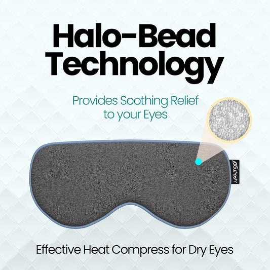 Ocufresh Heated Eye Mask For Dry Eyes, Blephartis, Styes - Microwave Activated Halobeads For Soothing Relief - Skin-Friendly Fabric - Hypoallergenic, Non-Toxic, Washable - Pouch Included - Grey
