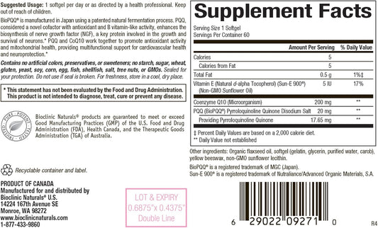 Cerebrovital Pqq-10 60 Softgels - Bioclinic Naturals : Health & Household
