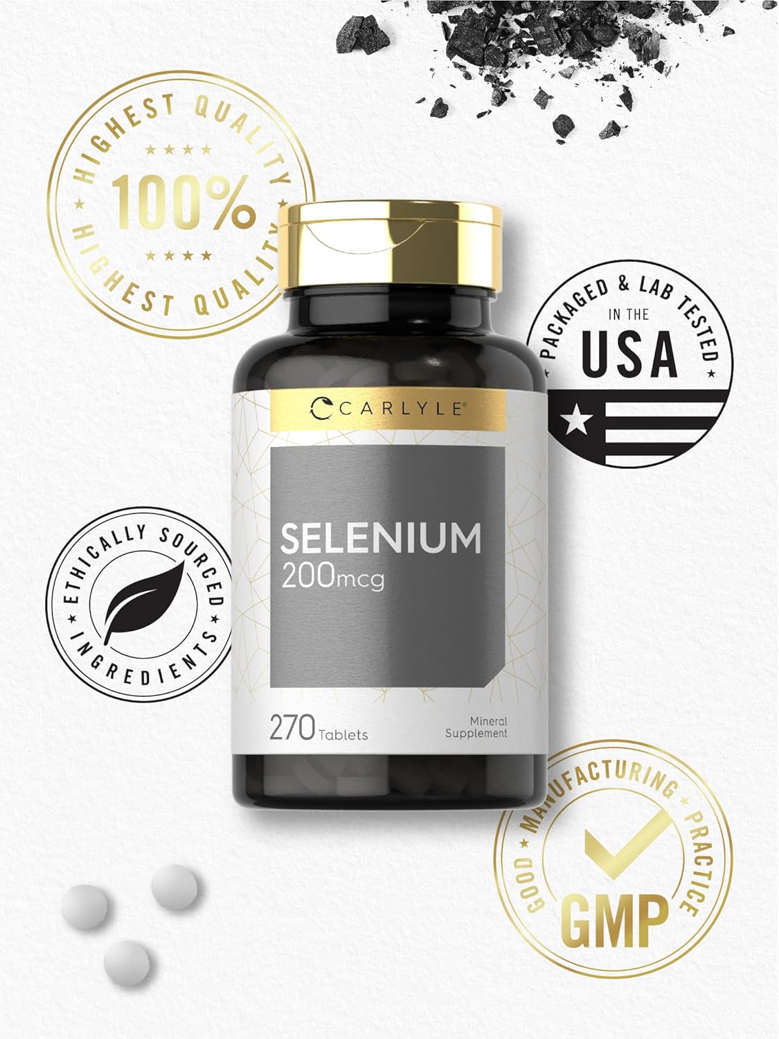 Carlyle Selenium Supplement | 200mcg Tablets | Vegetarian, Non-GMO, Gluten Free : Health & Household