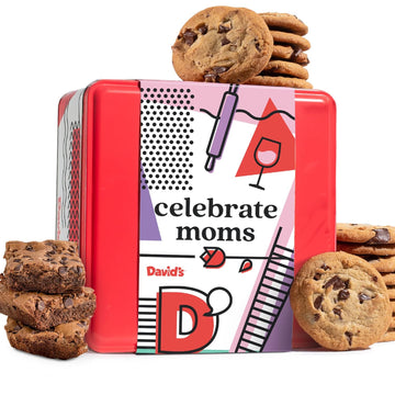 David’S Cookies Mother'S Day Gift Gluten Free Cookies And Brownies Combo In A Celebrate Moms Themed Tin Gift Box | Fresh Baked Delicious Gourmet Cookies And Brownies For Everyone (2 Lbs)