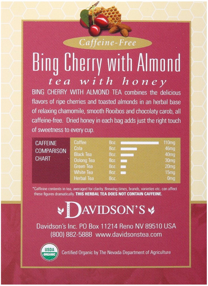 Davidson'S Organics, Bing Cherry With Almond, 8-Count Tea Bags, Pack Of 12