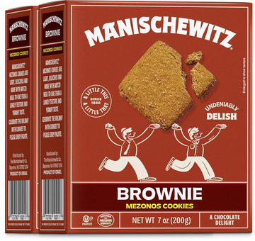 Manischewitz Passover Chocolate Brownie Cookies, 7 oz (2 Pack) | Crunchy Texture | Mezonos Passover Cookies | Gebrokts Kosher for Passover