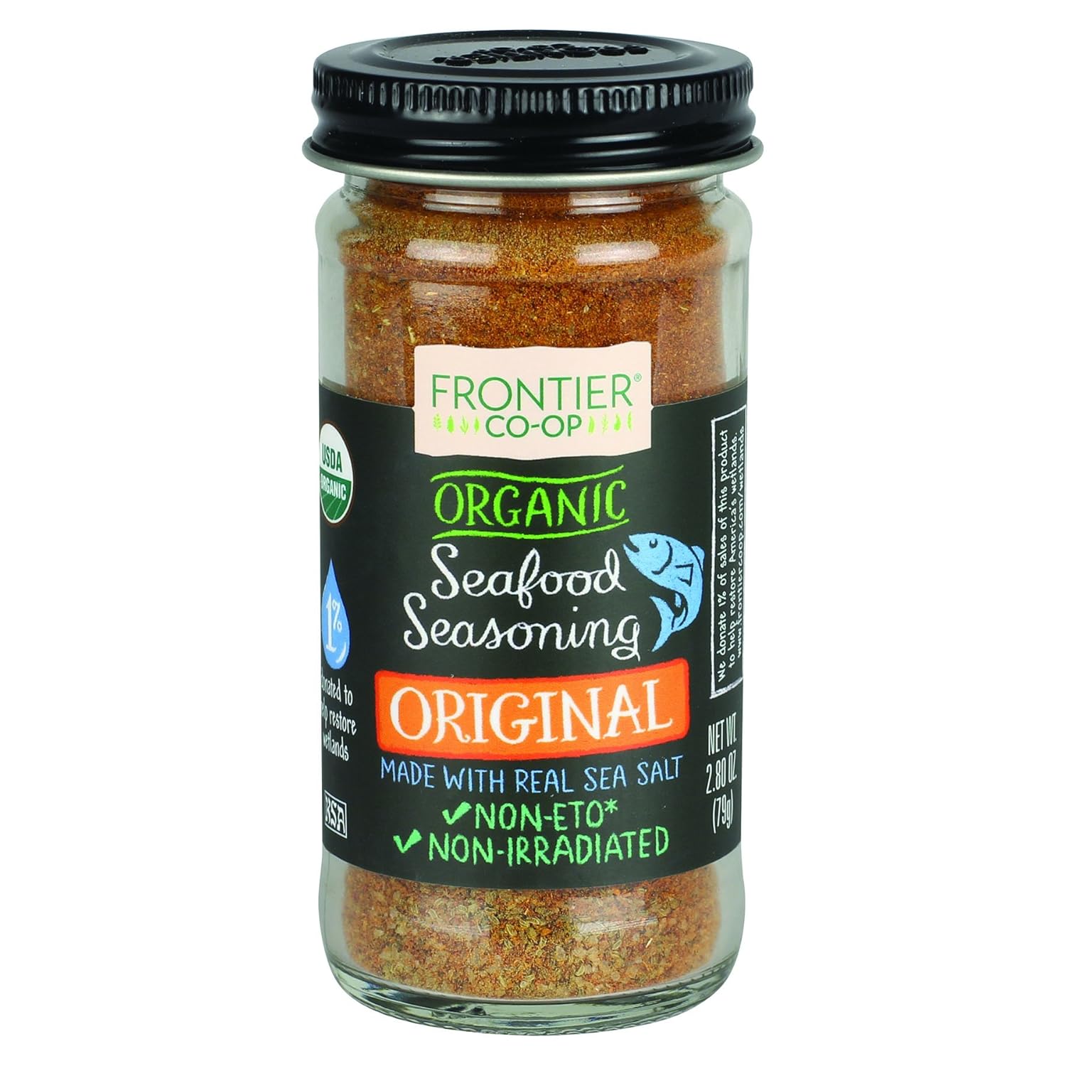 Frontier Co-Op Organic Blackened Seafood Seasoning, 2.8 Ounce Bottle, Savory Blend For Fish, Seafood, Sauces, Chowders