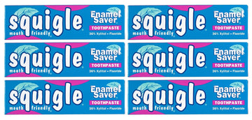 Squigle Enamel Saver Toothpaste (Canker Sore Prevention & Treatment) Prevents Cavities, Perioral Dermatitis, Bad Breath, Chapped Lips - 6 Pack