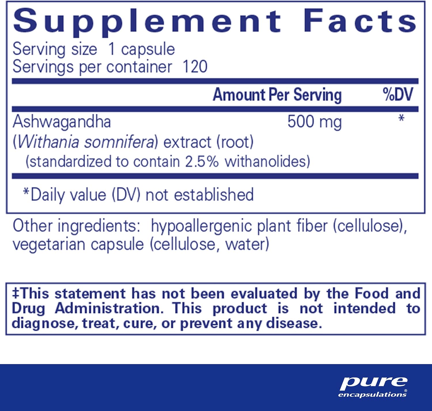 Pure Encapsulations Ashwagandha - Adaptogen Supplement for Thyroid Support, Joints, Stress, Focus, and Memory* - with Ashwagandha Extract - 120 Capsules