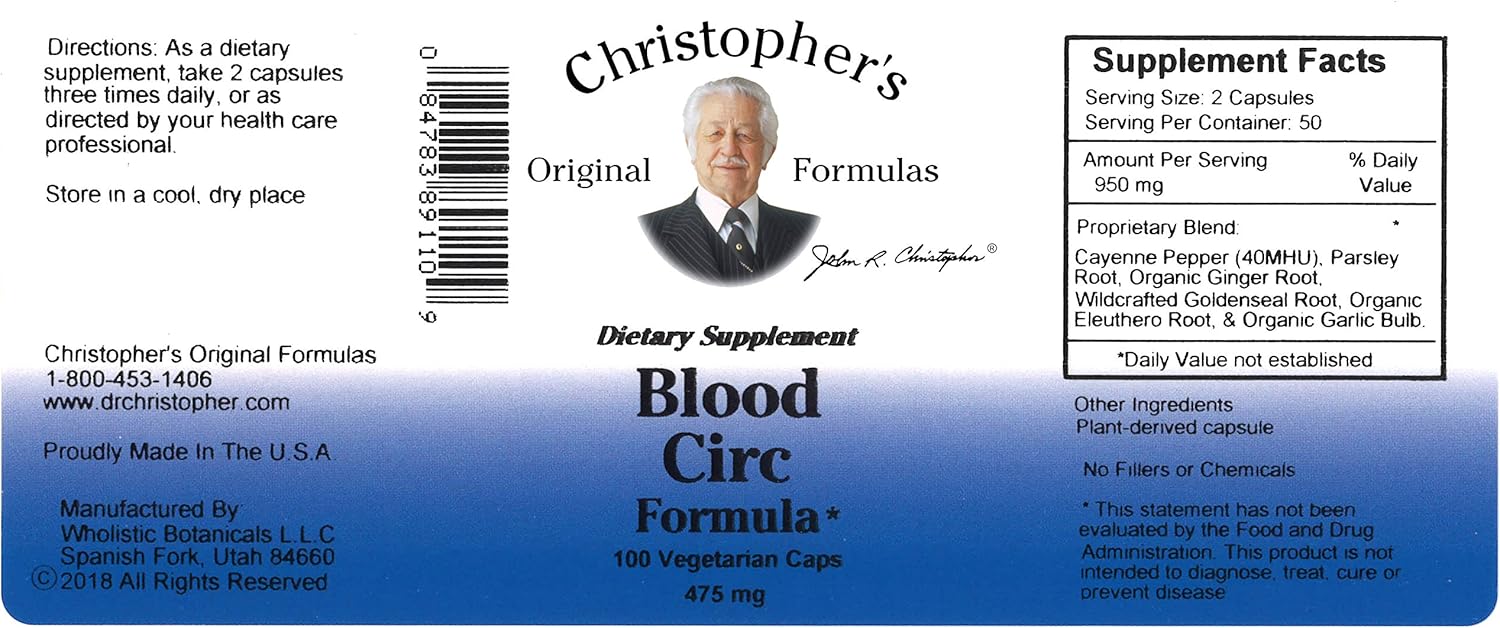 Dr. Christopher's Blood Circulation Formula - 100 ct (Pack of 3)
