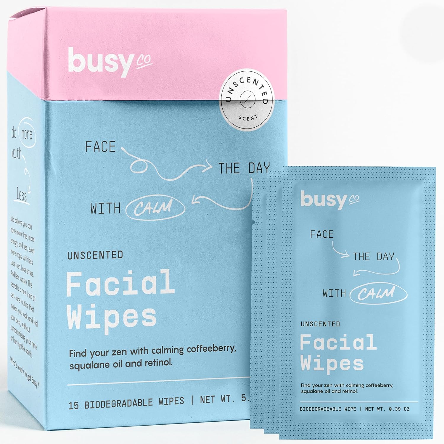 Calm Line Facial Wipes - Brightening Cleaning Wipes, Unscented Moist Towelettes Individually Wrapped - Natural Wipes & Face Wash Cloth For Facial Cleansing With Aha/Bha, Clover And Calendula - 15Ct