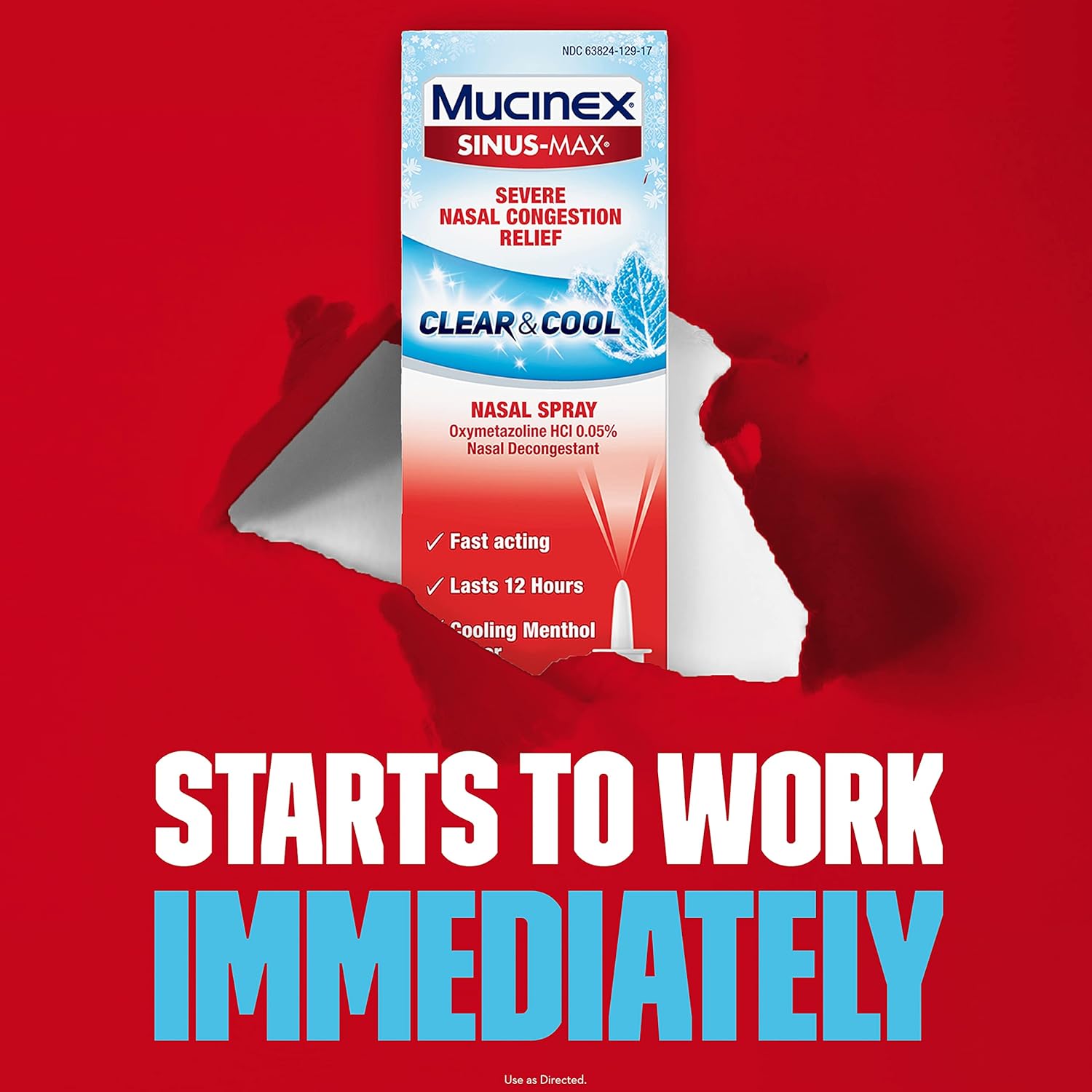 Mucinex Sinus-Max Nasal Spray Clear & Cool, 0.75 oz Packaging May Vary (Pack of 2), 1.5 fluid ounces : Health & Household