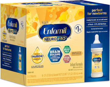 Enfamil Neuropro Ready-To-Use Baby Formula, Ready To Feed, Brain And Immune Support With Dha, Iron And Prebiotics, Non-Gmo, 2 Fl Oz Nursette Bottles, 6 Count