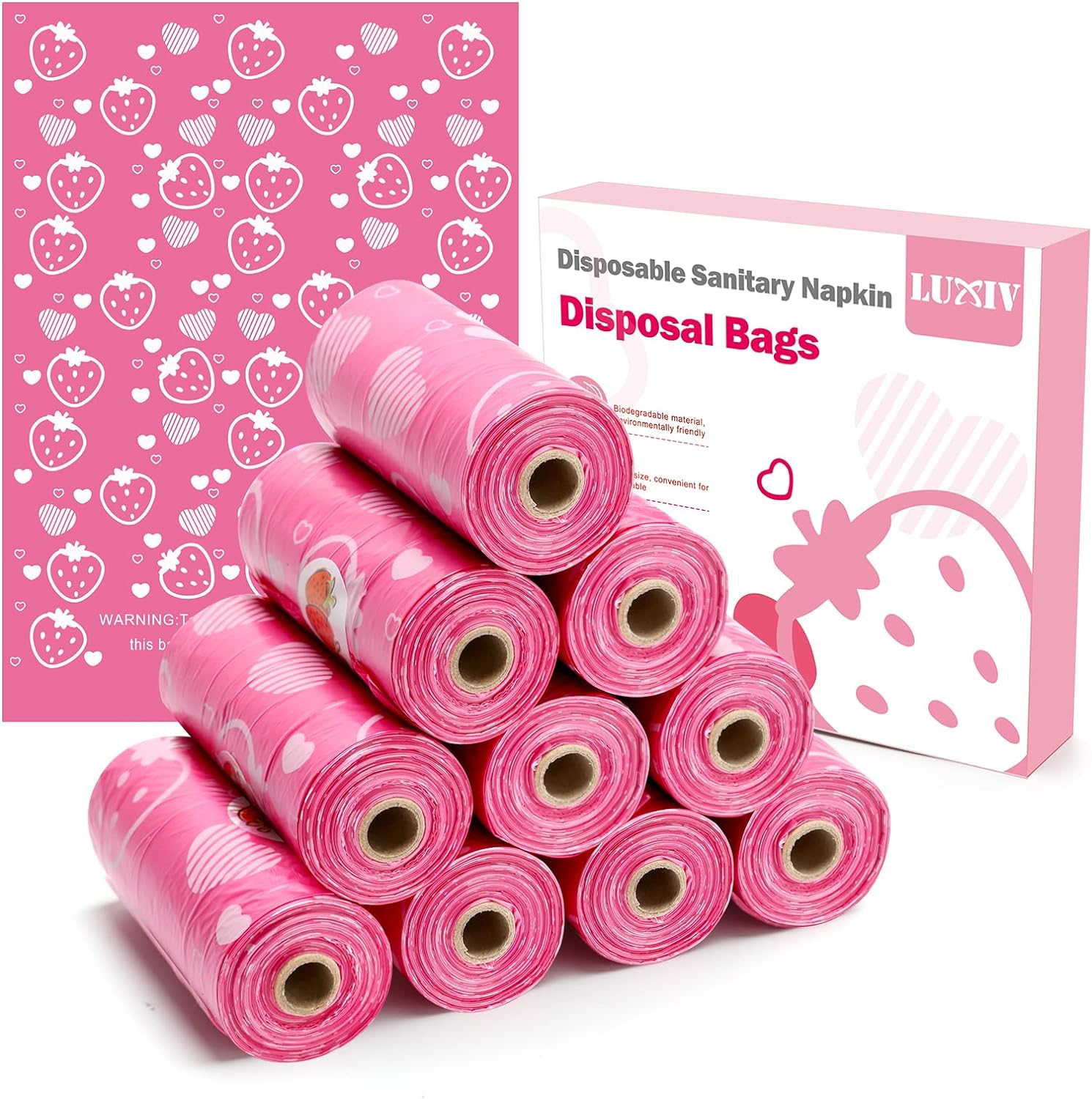 150Pcs Sanitary Napkin Disposal Bags, Luxiv Pink Disposable Sanitary Bag Personal Care Disposal Bags for Tampons Trash Bag, Disposable Mini Bag for Women Privacy Handling Bag Diaper Sack (Pink)