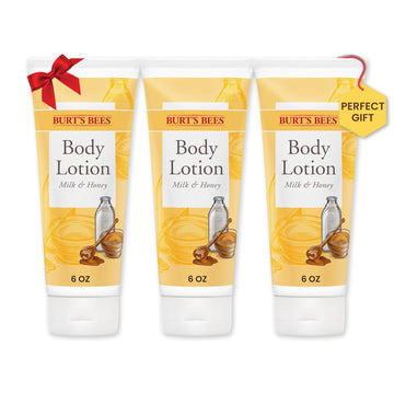 Burt's Bees Stocking Stuffers, Body Lotion Christmas Gifts With Milk and Honey, Moisturizing Lotion for Normal to Dry Skin, 98.6 Percent Natural Origin Skin Care, 6 oz. Bottle (3-Pack)