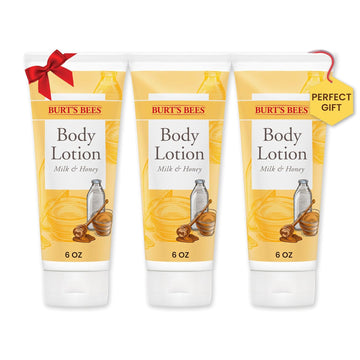 Burt'S Bees Stocking Stuffers, Body Lotion Christmas Gifts With Milk And Honey, Moisturizing Lotion For Normal To Dry Skin, 98.6 Percent Natural Origin Skin Care, 6 Oz. Bottle (3-Pack)