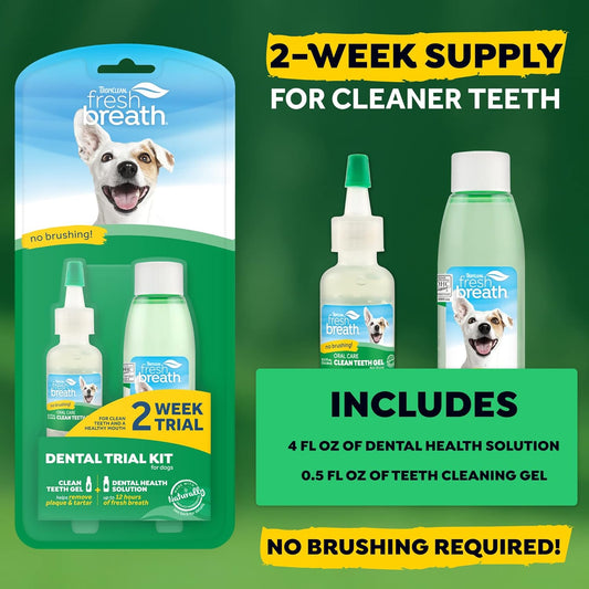 Fresh Breath by TropiClean - Oral Care Trial Kit - For Dogs, Pets, Cats - Clean Teeth, Healthy Mouth, No Brushing - Helps Remove Plaque & Tartar?FBTLKT-IN