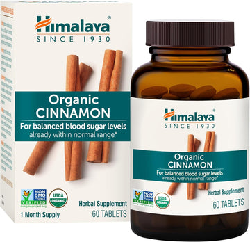 Himalaya Organic Cinnamon, 30 Day Supply - Herbal Glucose Metabolism Support - Usda Organic, Non-Gmo, Vegan, Gluten Free, 1100 Mg, 60 Tablets