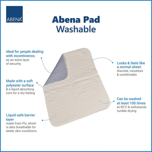 Abena Breathable Washable Incontinence Bed Pad, Soft & Skin-Friendly Washable Bed Pad, Secure Bed Protector For Incontinence, Medical Grade Absorbent & Washable Bed Pad - 90x85cm, 2500ml Absorbency