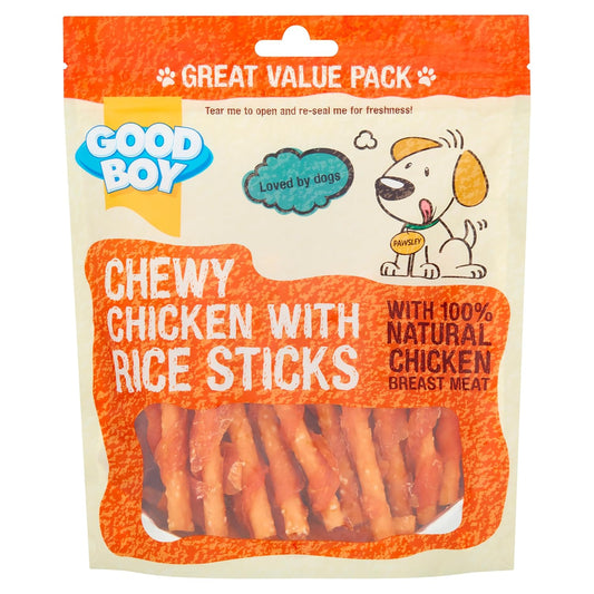 Good Boy Chicken & Rice Sticks - Low Fat Natural Dog Treats - Rawhide Free Recipe - Bulk Box - 3 X 300G