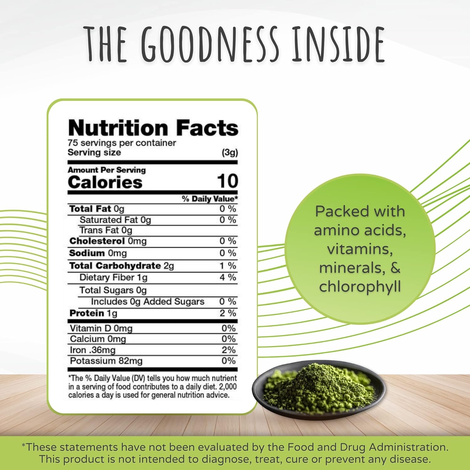 FeelGood Organic Superfoods Wheatgrass Powder, Whole Leaf, Vegan, Non-