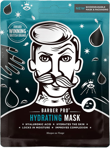 Barber Pro Hydration Face Mask Hyaluronic Acid Bamboo Sheet Natural Moisturising Mens Skincare Brightens Tones Nourishes Multi Award Winning Brand