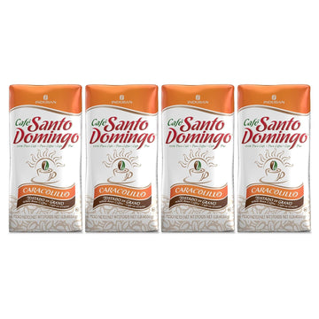 Café Santo Domingo Caracolillo, 16 oz Bag, Whole Bean Peaberry Coffee - Product from the Dominican Republic (Pack of 4)