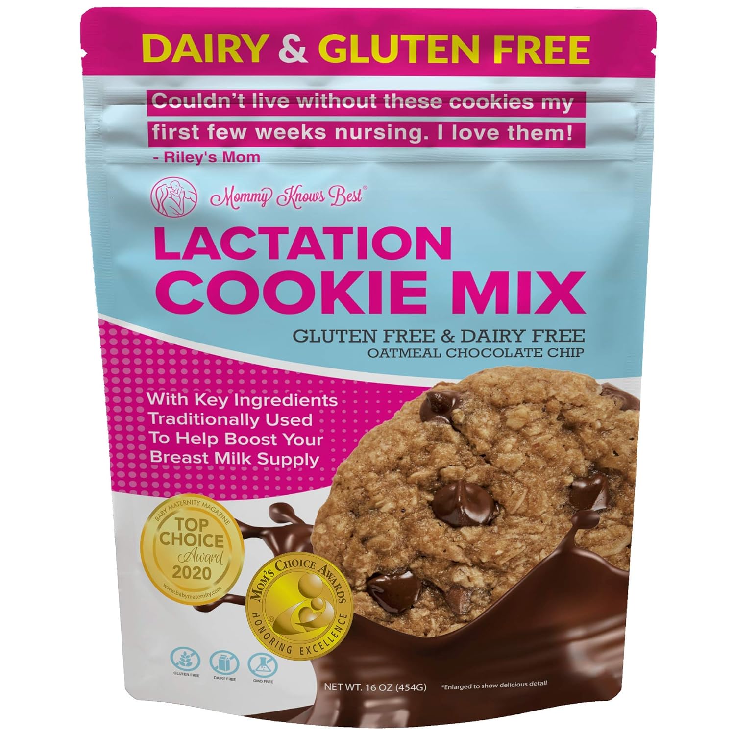 Lactation Cookies Mix - Gluten Free And Dairy Free Oatmeal Breastfeeding Cookie Supplement Support For Breast Milk Supply Increase (Chocolate Chip, 1 Pound)